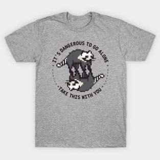 It's dangerous to go alone, take this with you | weird racoon wheel T-Shirt